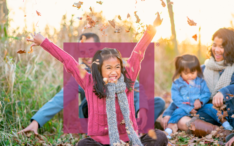 Magenta - Fall for Seconds Fall 2025 Promotion magenta-girl-playing-in-fall-leaves-for-mortgage-promotion-residential-seconds