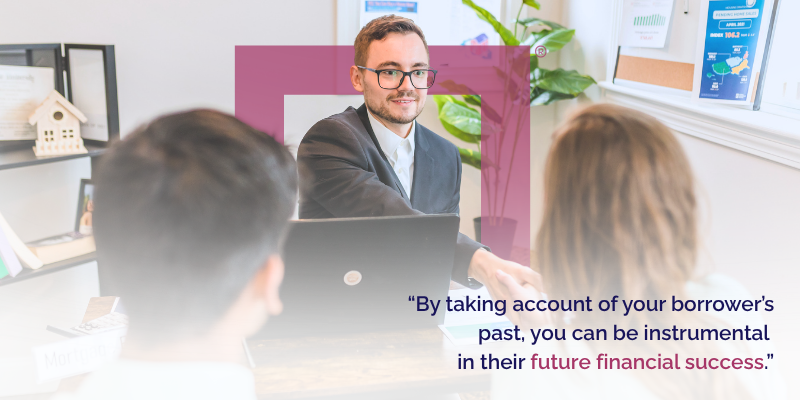 By taking account of your borrowers past you can be instrumental in their future financial success | Magenta Capital Corporation mortgage-broker-meeting-with-borrower-clients
